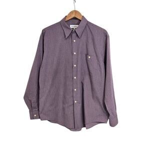 Yves Saint Laurent Purple & White Plaid Button Up Shirt Size Large/16.5
